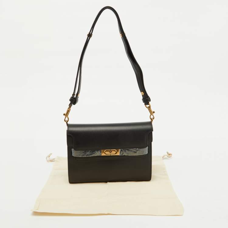 مملوكة مسبقًا Tory Burch Black Leather Lee Radziwill Pebble Shoulder Bag