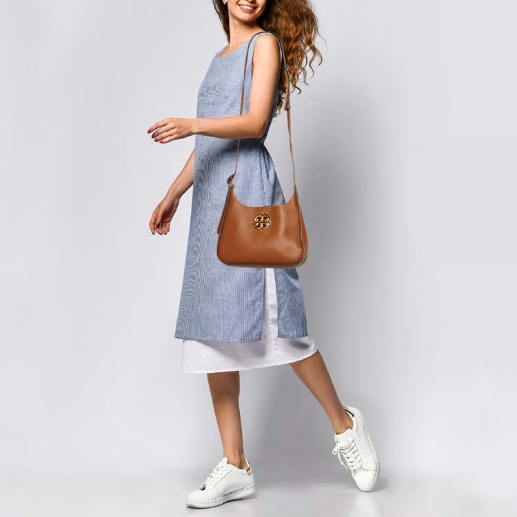 Pre Owned Tory Burch Brown Leather Small Miller Classic Shoulder Bag