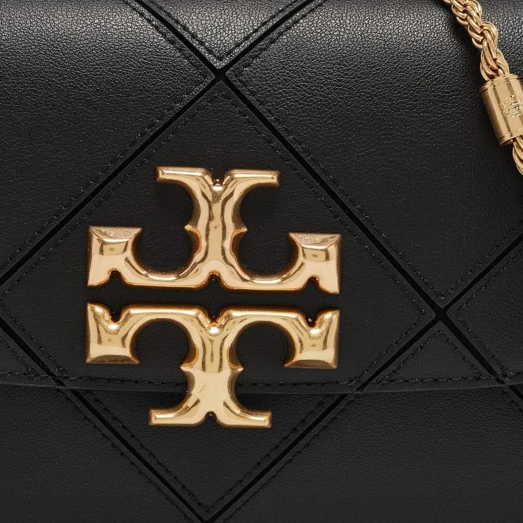 Pre Owned Tory Burch Black Diamond Quilt Leather Eleanor Shoulder Bag