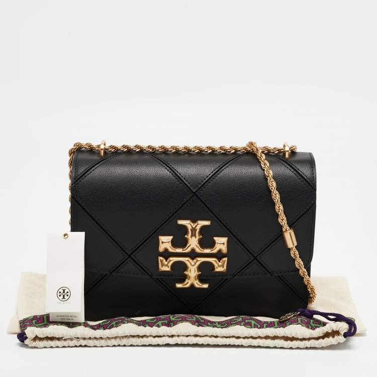 Pre Owned Tory Burch Black Diamond Quilt Leather Eleanor Shoulder Bag