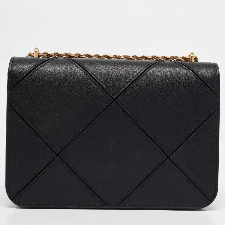 Pre Owned Tory Burch Black Diamond Quilt Leather Eleanor Shoulder Bag