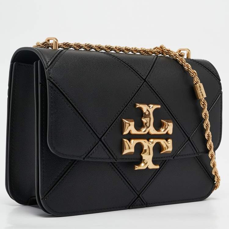 Pre Owned Tory Burch Black Diamond Quilt Leather Eleanor Shoulder Bag