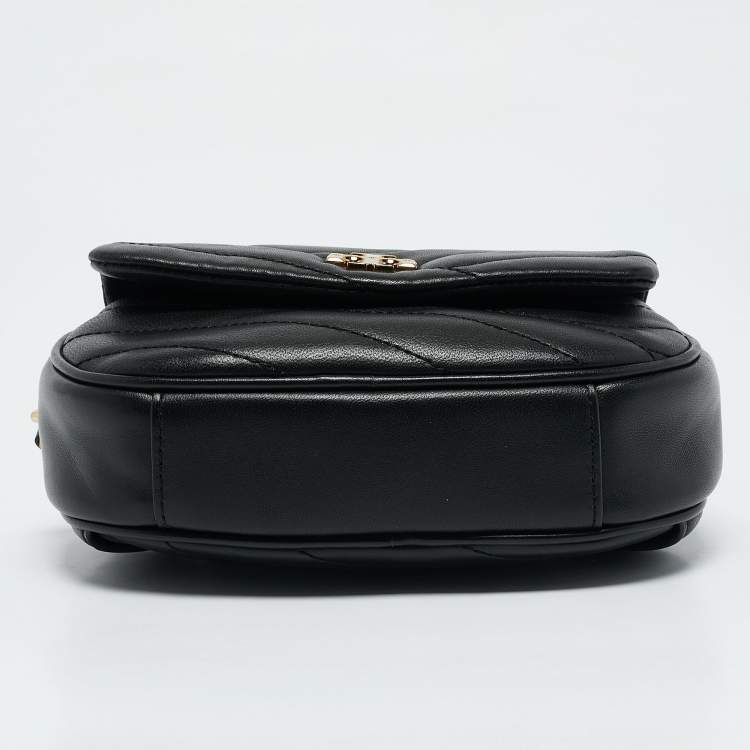 Pre Owned Tory Burch Black Chevron Leather Kira Belt Bag