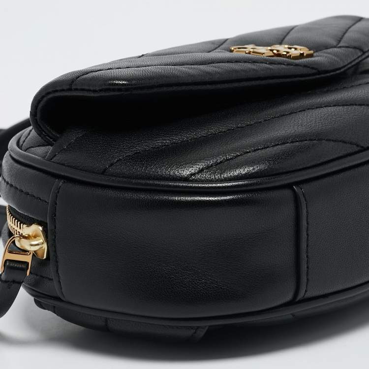 Pre Owned Tory Burch Black Chevron Leather Kira Belt Bag