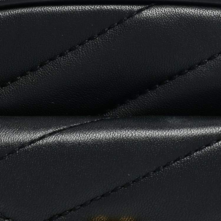 Pre Owned Tory Burch Black Chevron Leather Kira Belt Bag