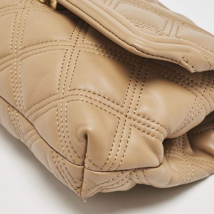 Pre Owned Tory Burch Light Brown Leather Fleming Soft Clutch