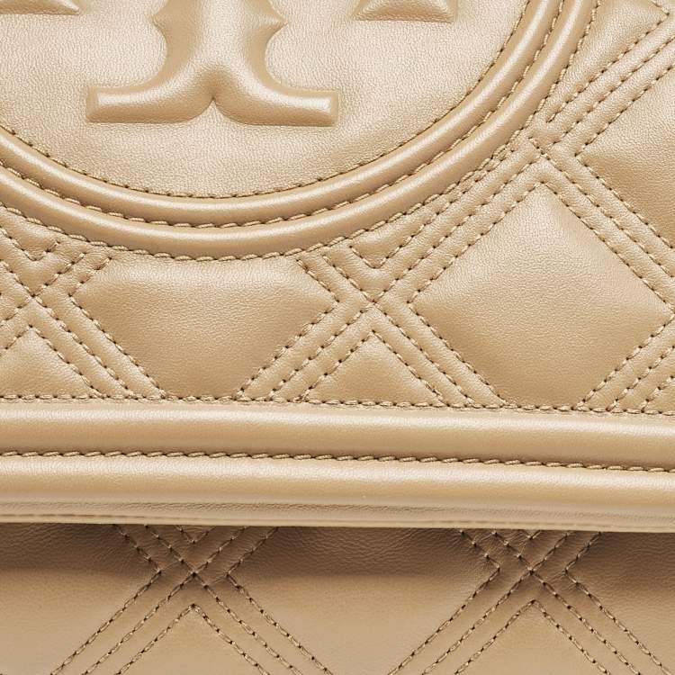 Pre Owned Tory Burch Light Brown Leather Fleming Soft Clutch