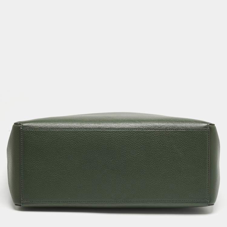 Pre Owned Tory Burch Jitney Green Leather and Croc Embossed Handle Blake Tote