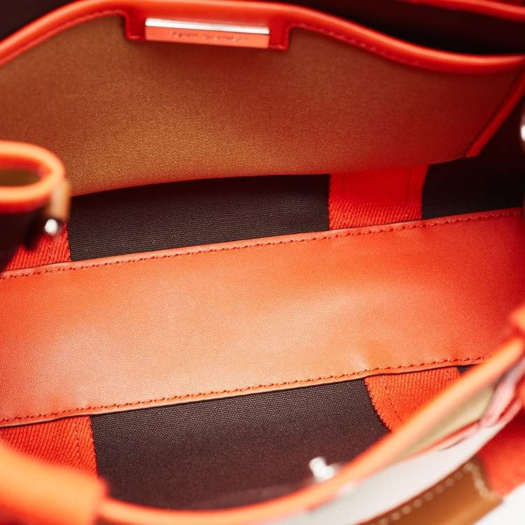 Pre Owned Tory Burch Multicolor Canvas and Leather Small Tory Tote