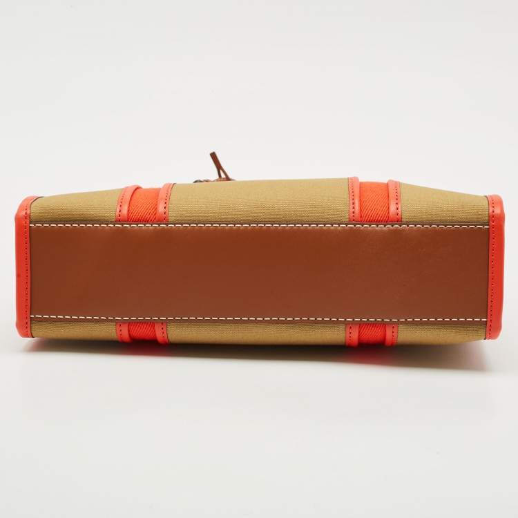 Pre Owned Tory Burch Multicolor Canvas and Leather Small Tory Tote