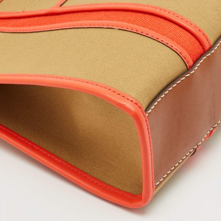 Pre Owned Tory Burch Multicolor Canvas and Leather Small Tory Tote
