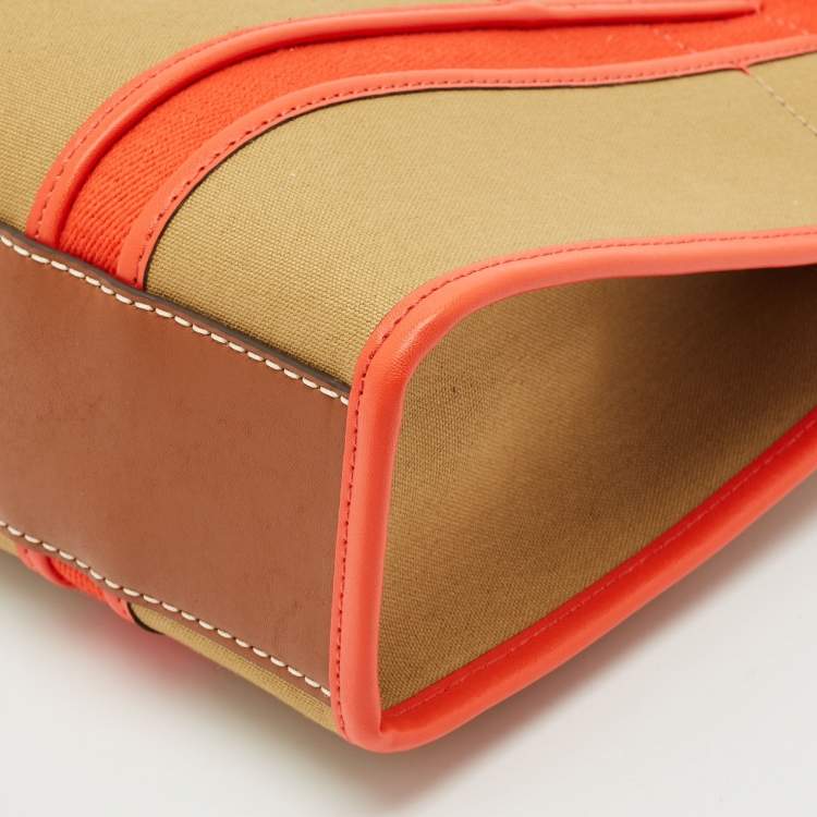 Pre Owned Tory Burch Multicolor Canvas and Leather Small Tory Tote