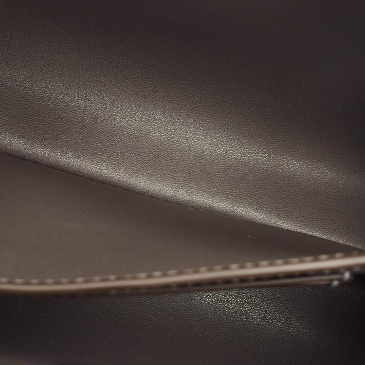 Pre Owned Tory Burch Metallic Silver Leather Mini Eleanor Top Handle Bag