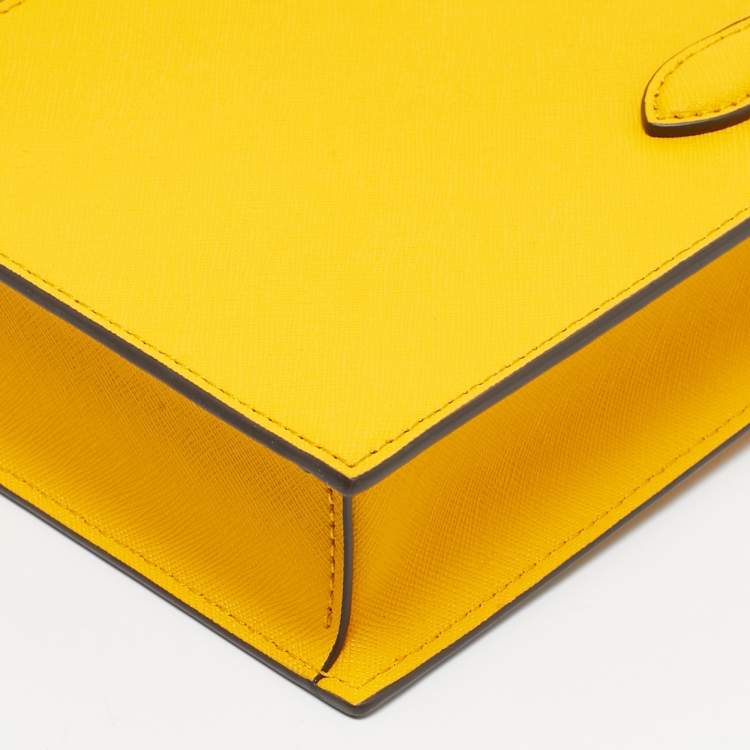 Pre Owned Tory Burch Mustard Leather Mini Emerson Shopper Tote