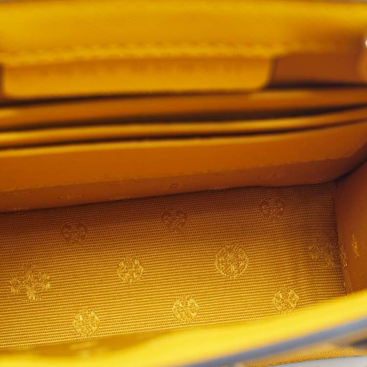 Pre Owned Tory Burch Mustard Leather Mini Emerson Shopper Tote