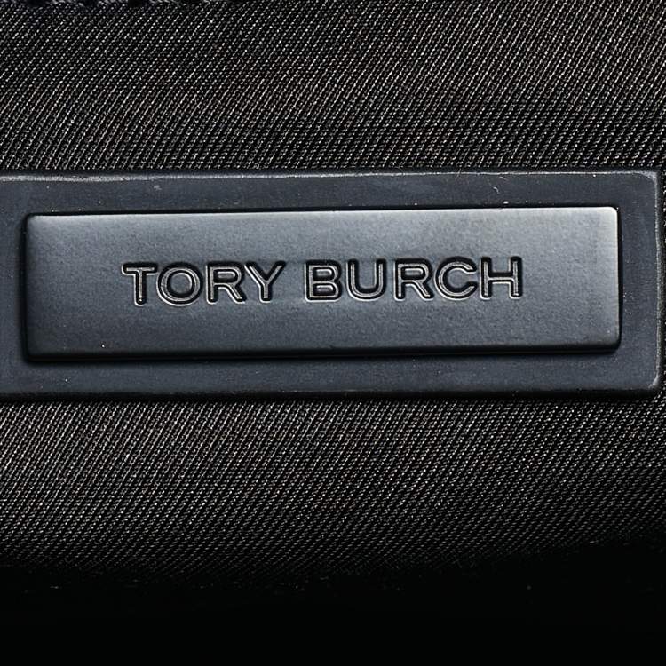 Pre Owned Tory Burch Matte Black Rubberized Faux Leather Fleming Convertible Shoulder Bag