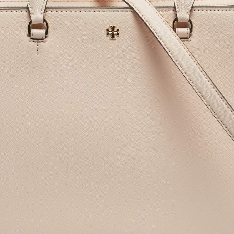 Pre Owned Tory Burch Pink Leather Large Robinson Tote