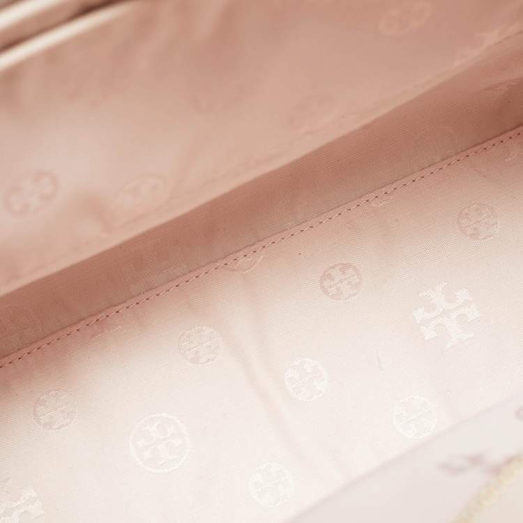 Pre Owned Tory Burch Pink Leather Large Robinson Tote