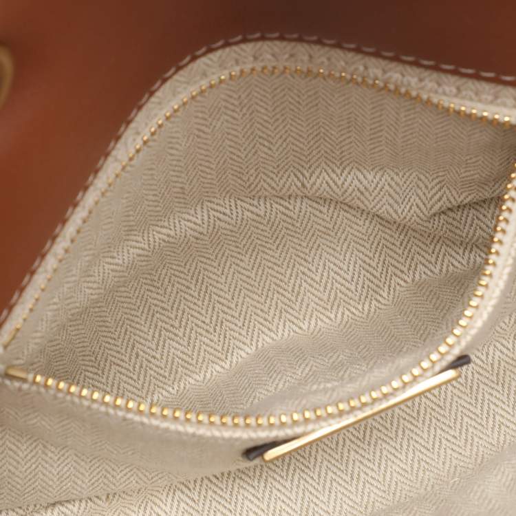 Pre Owned Tory Burch Beige Crochet Straw Small Kira Shoulder Bag