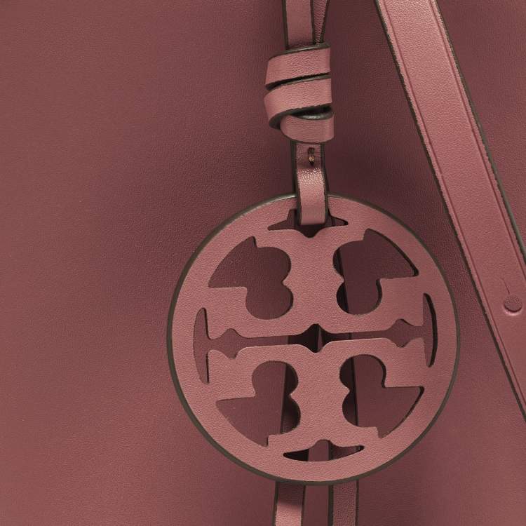 Pre Owned Tory Burch Miller Mini Dark Pink Leather Bucket Bag