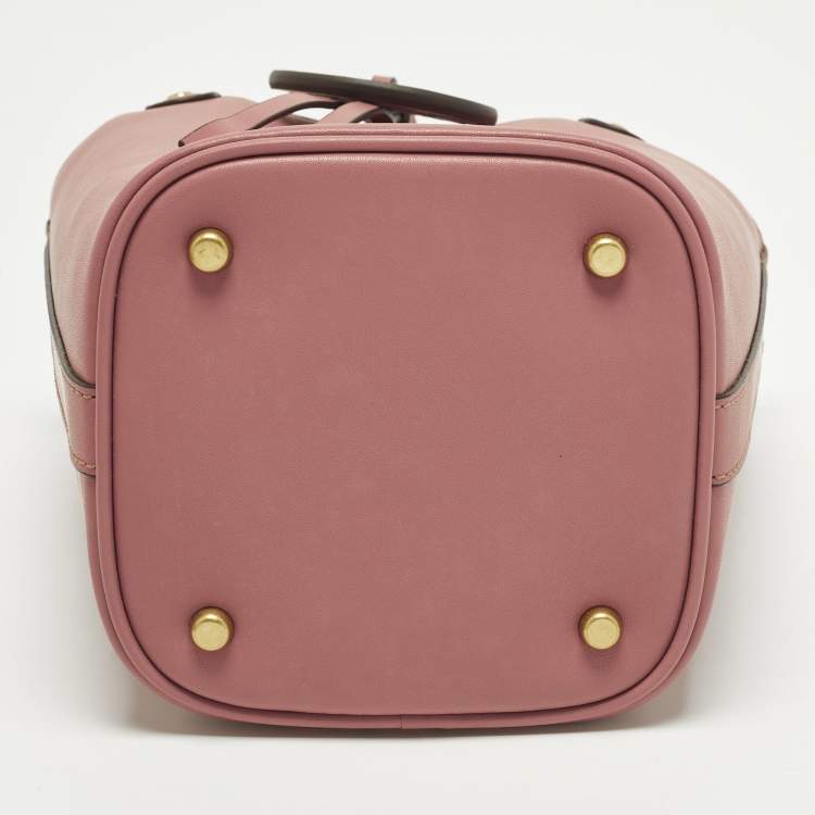 Pre Owned Tory Burch Miller Mini Dark Pink Leather Bucket Bag