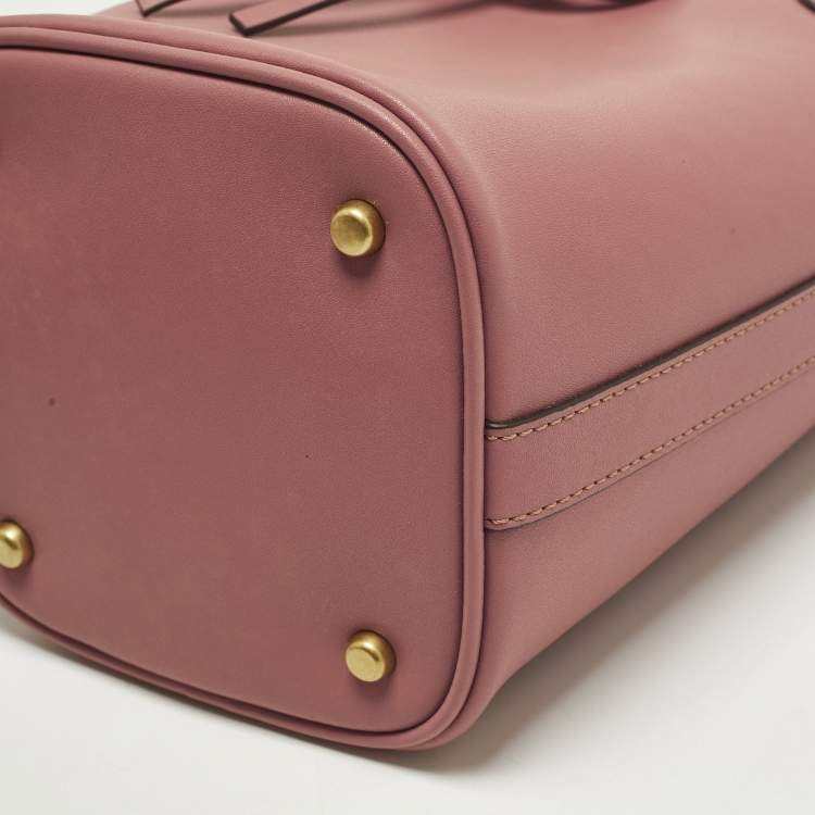 Pre Owned Tory Burch Miller Mini Dark Pink Leather Bucket Bag