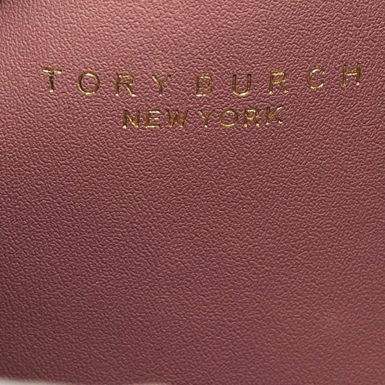 Pre Owned Tory Burch Miller Mini Dark Pink Leather Bucket Bag