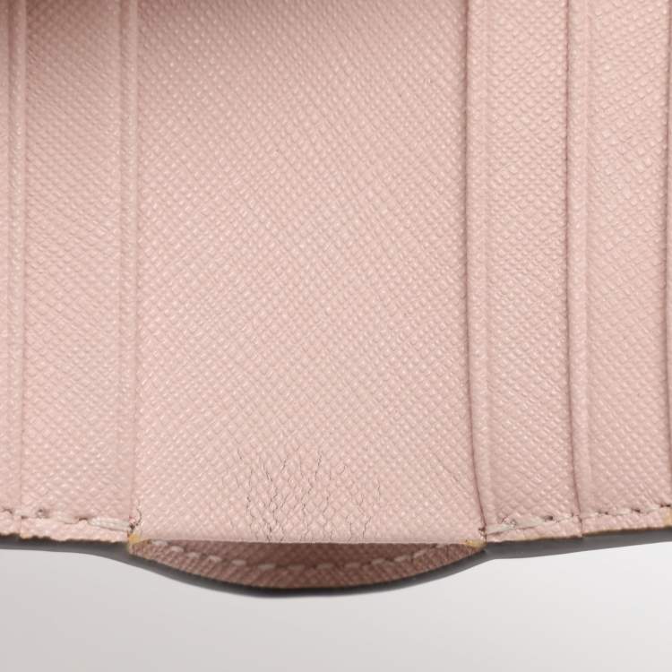 Pre Owned Tory Burch Robinson White/Multicolor Floral Print Leather Compact Wallet