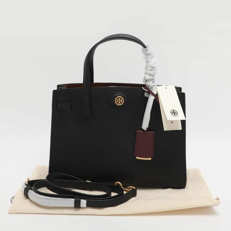 Pre Owned Tory Burch Robinson Small Black Leather Satchel