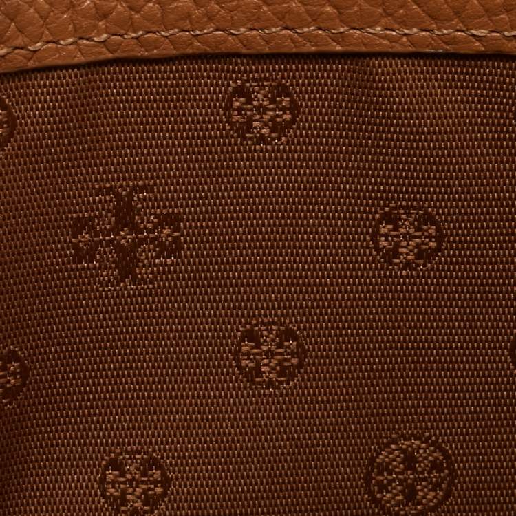 Pre Owned Tory Burch Britten Brown Leather Wallet On Chain