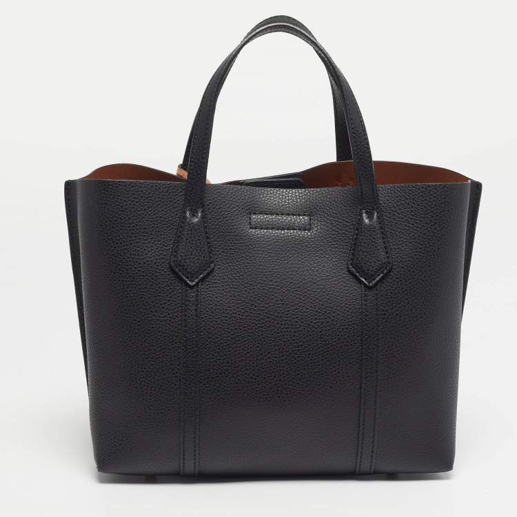 Pre Owned Tory Burch Perry Triple-Compartment Small Leather Tote