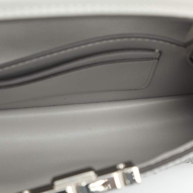 Pre Owned Tory Burch Eleanor Mini Grey Fabric and Leather Top Handle Bag