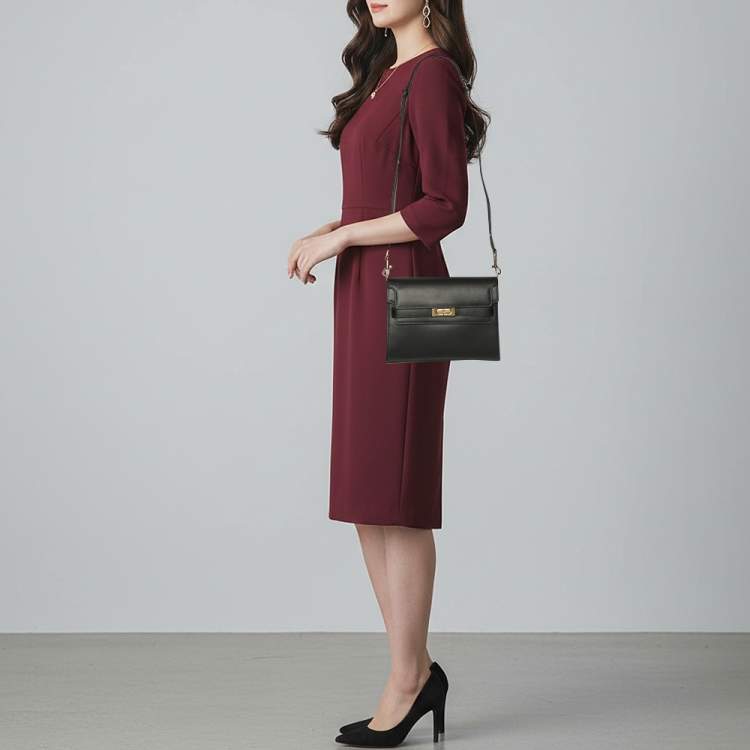 Pre Owned حقيبة كتف توري بورش لي رادزيويل جلد سوداء