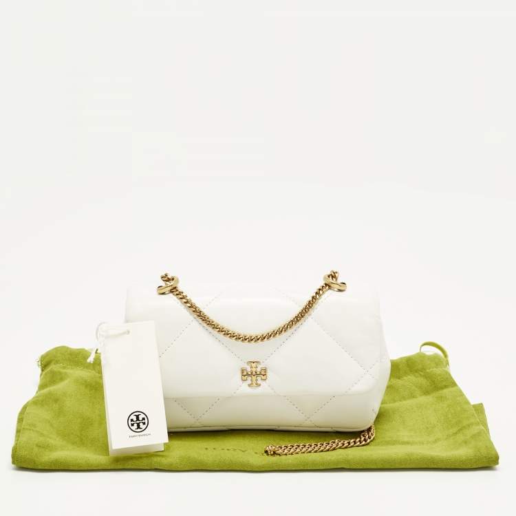 Pre Owned Tory Burch Kira Mini White Diamond Quilt Leather Shoulder Bag