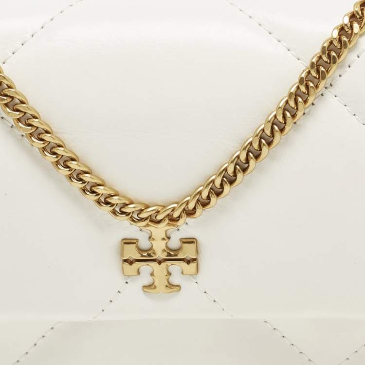 Pre Owned Tory Burch Kira Mini White Diamond Quilt Leather Shoulder Bag