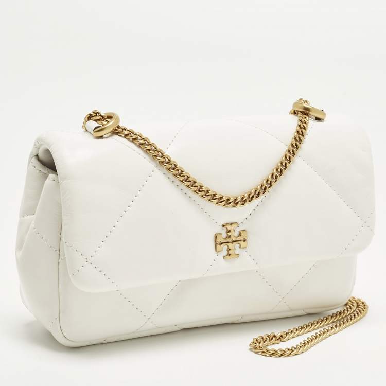 Pre Owned Tory Burch Kira Mini White Diamond Quilt Leather Shoulder Bag