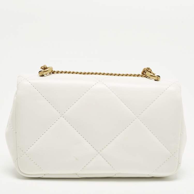 Pre Owned Tory Burch Kira Mini White Diamond Quilt Leather Shoulder Bag