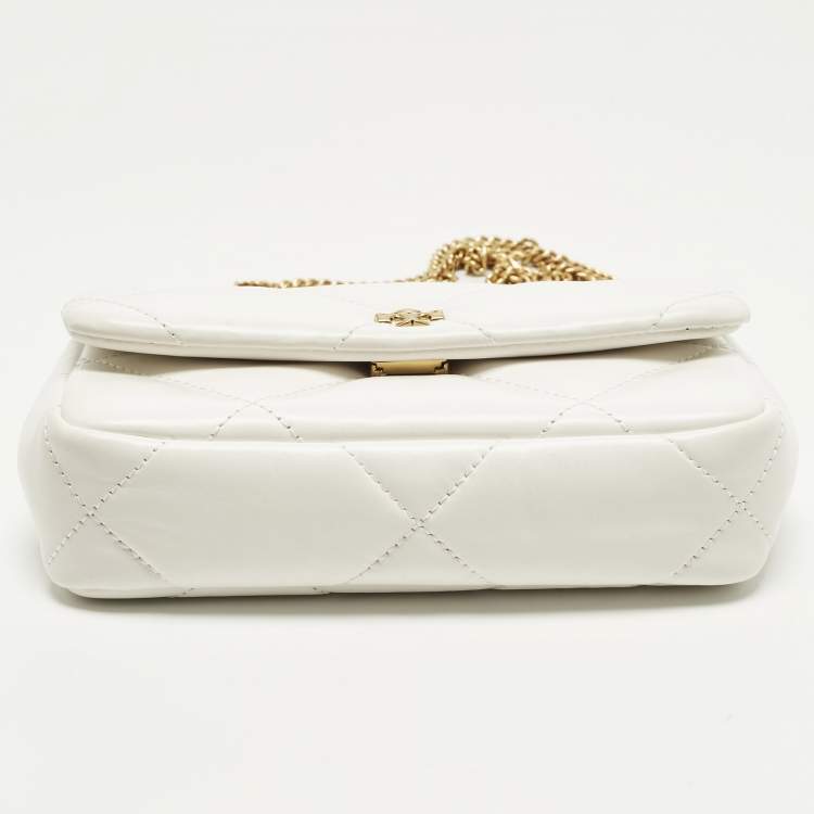 Pre Owned Tory Burch Kira Mini White Diamond Quilt Leather Shoulder Bag