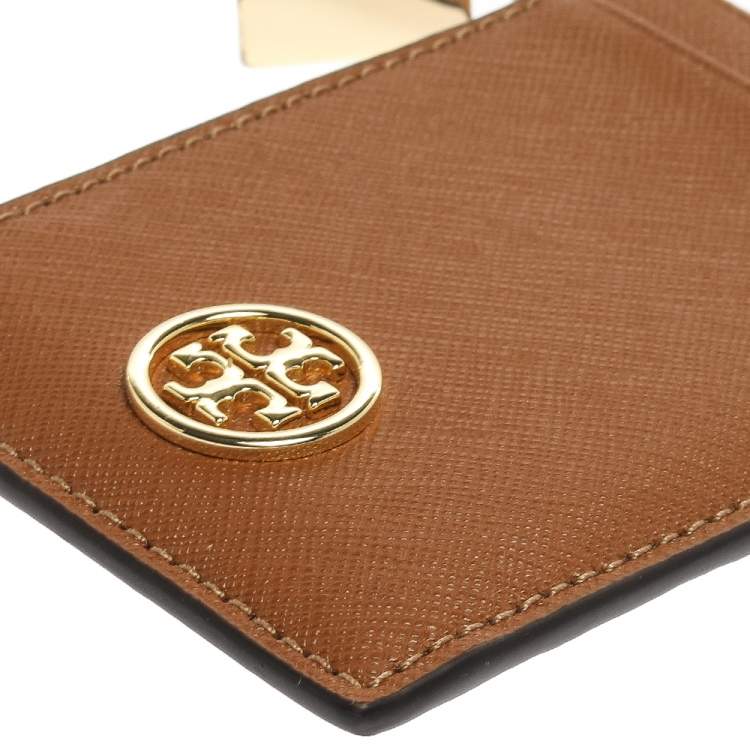 Pre Owned Tory Burch Tan Leather Lanyard ID Card Holder