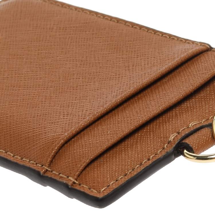 Pre Owned Tory Burch Tan Leather Lanyard ID Card Holder