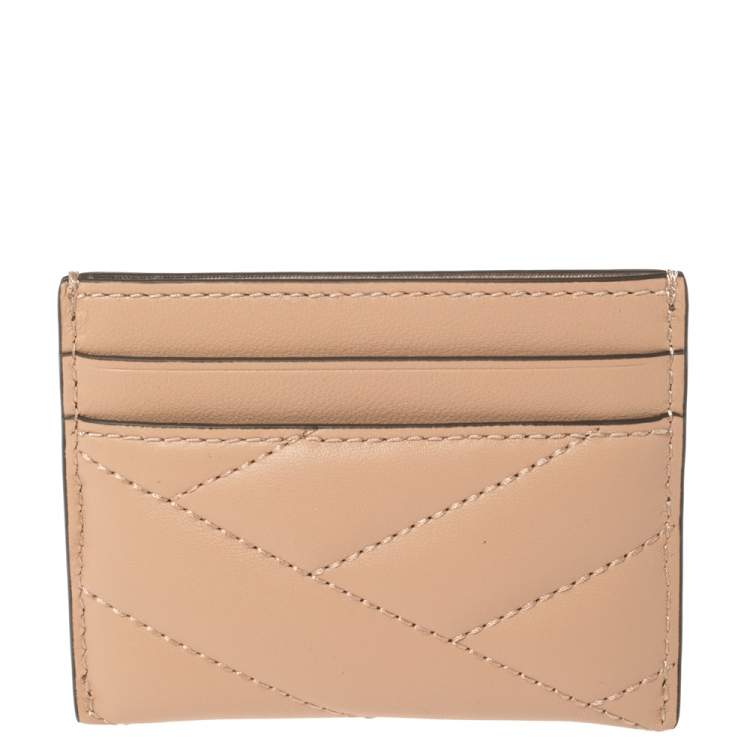Pre Owned Tory Burch Beige Leather Kira Card Holder 