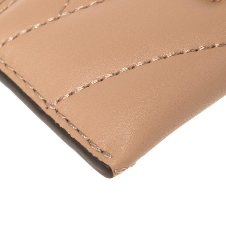 Pre Owned Tory Burch Beige Leather Kira Card Holder 
