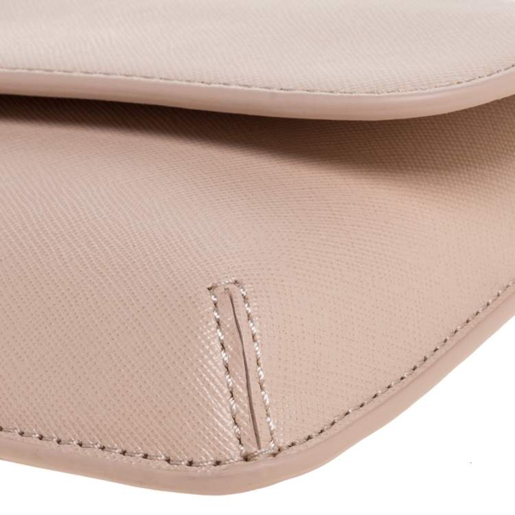 Pre Owned Tory Burch Pink Leather Slim Diana Flap Clutch