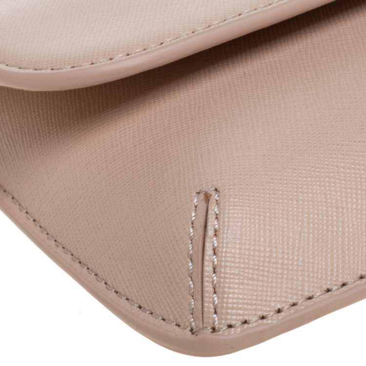Pre Owned Tory Burch Pink Leather Slim Diana Flap Clutch