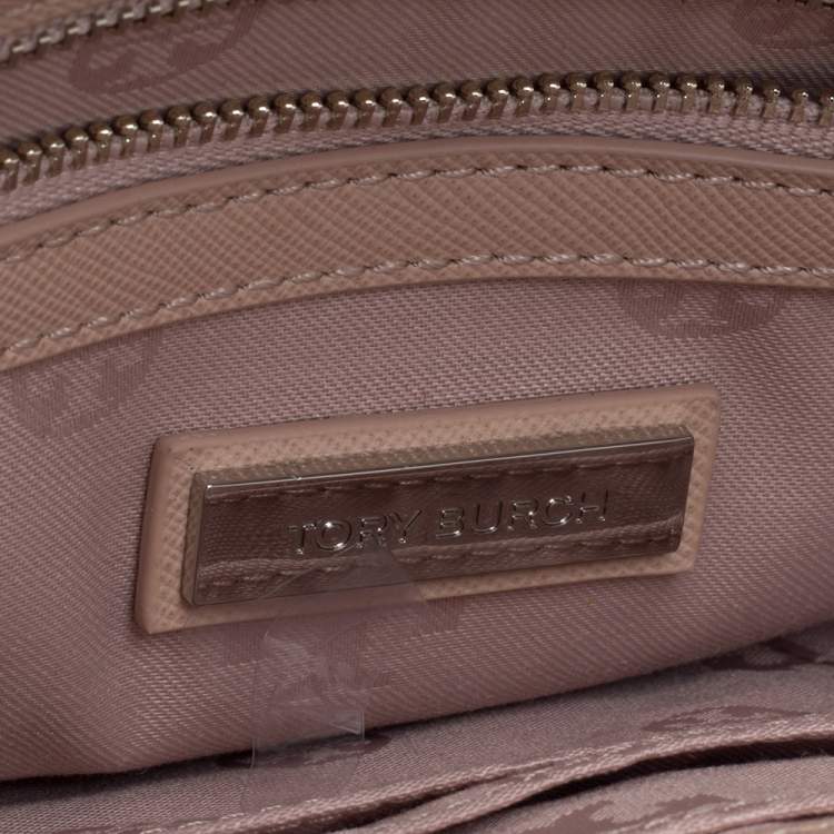Pre Owned Tory Burch Pink Leather Slim Diana Flap Clutch
