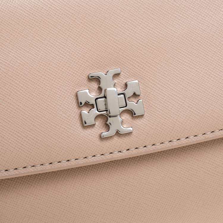 Pre Owned Tory Burch Pink Leather Slim Diana Flap Clutch