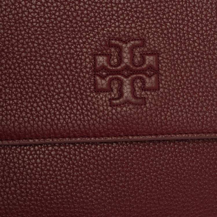 Pre Owned Tory Burch Garnet Red Leather Thea Messenger Bag