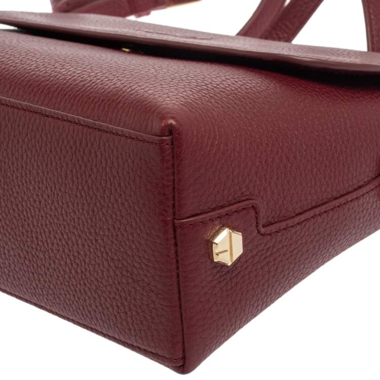 Pre Owned Tory Burch Garnet Red Leather Thea Messenger Bag
