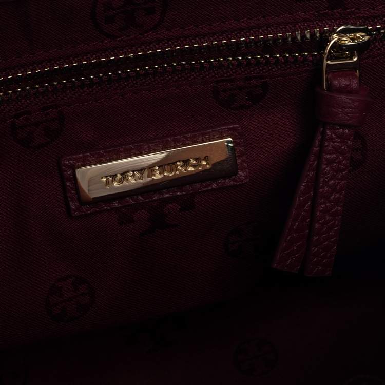 Pre Owned Tory Burch Garnet Red Leather Thea Messenger Bag
