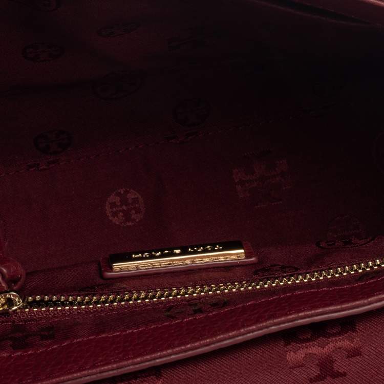 Pre Owned Tory Burch Garnet Red Leather Thea Messenger Bag